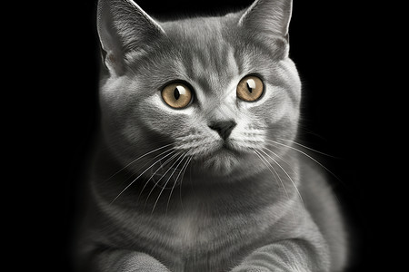 黑色背景上的猫咪背景图片