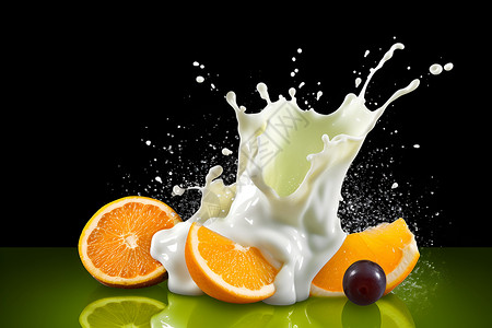 飞溅橙汁橙汁与牛奶的飞溅背景