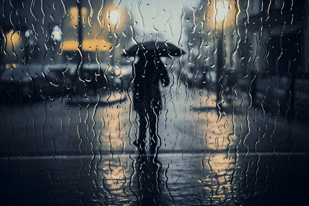 定制雨伞深夜街头撑伞的人背景