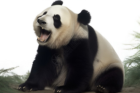 张大嘴巴的熊猫背景图片