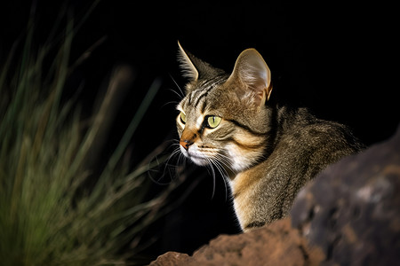 黑暗中的野猫背景