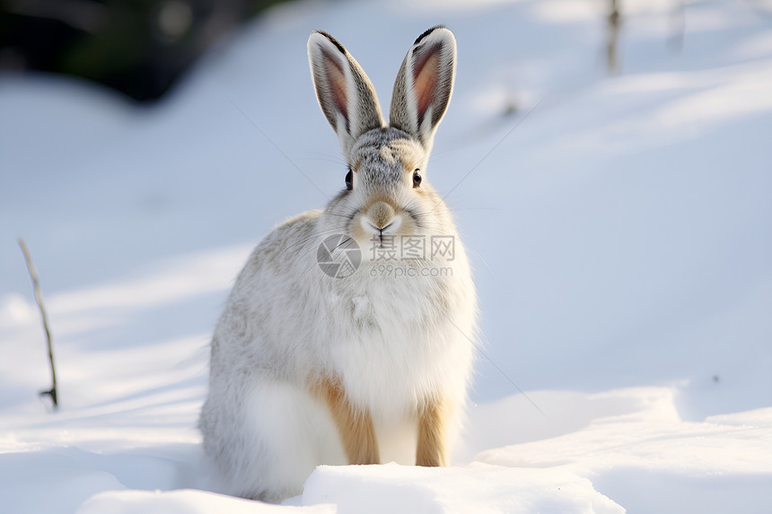 白雪中的兔子图片