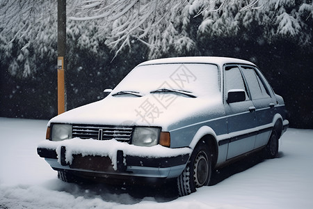下雪天户外的汽车背景图片