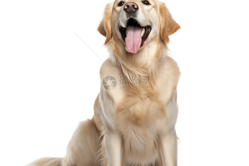 快乐的金毛犬展示独特笑容图片
