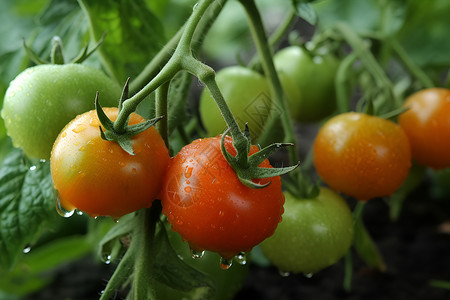 植株上的番茄背景