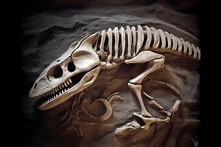 恐龙化石骨架背景图片