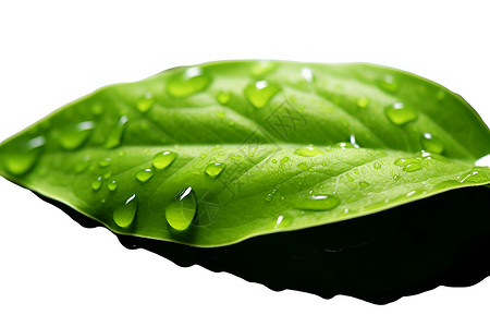 绿色树叶上的水滴背景图片