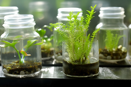 实验水生机勃勃的水培植物背景