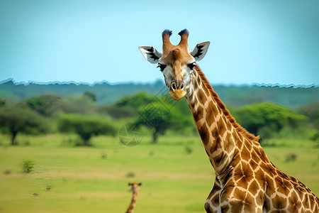 动物园里的长颈鹿背景图片
