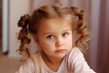 可爱发型的小女孩背景图片