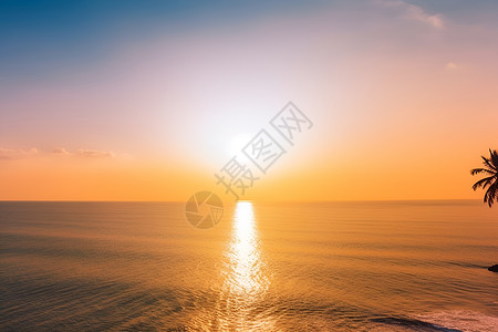 夕阳余辉下的海洋背景图片