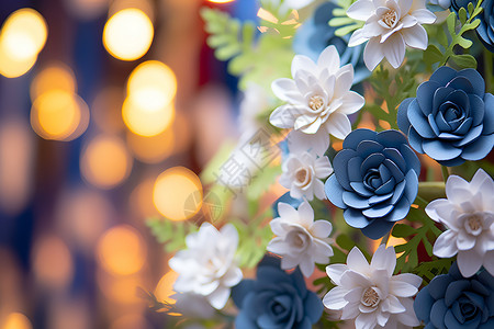 清新绚丽的蓝白花束背景图片