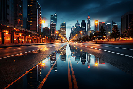雨后城市夜景背景图片