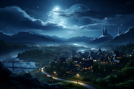 美丽的城市夜景背景图片