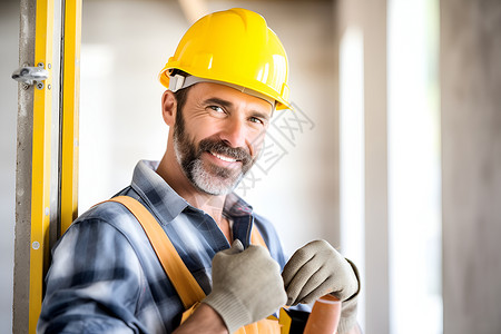建筑工人的微笑背景图片