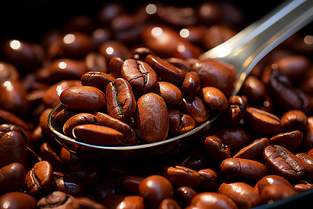 闪亮的咖啡豆背景图片
