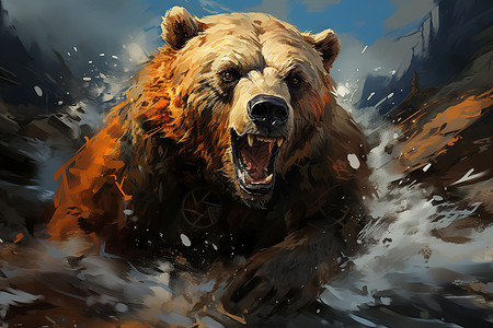 水中奔跑的大熊背景图片
