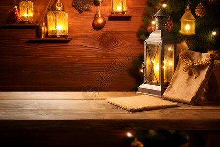 木质装饰圣诞节装饰的温馨背景