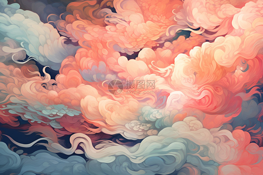 多彩云朵唯美描绘图片