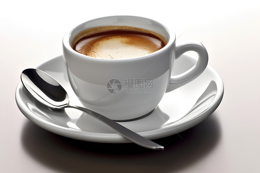 一杯咖啡与勺子图片
