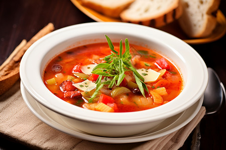 碗中美味的番茄汤背景