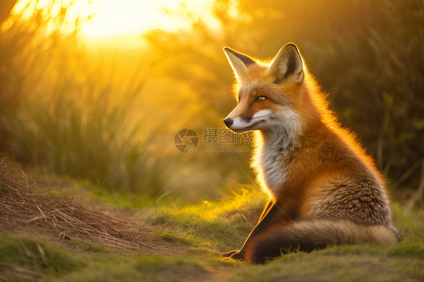 夕阳下的狐狸动物图片