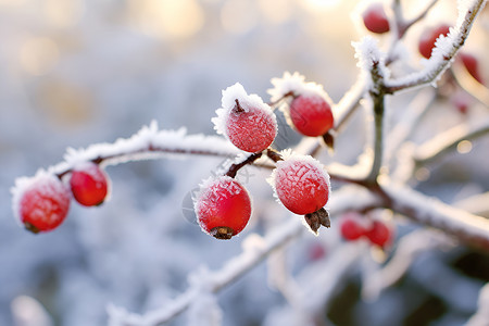 冬季枝干上的果实背景图片