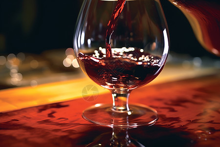 注入玻璃杯中的红酒背景图片