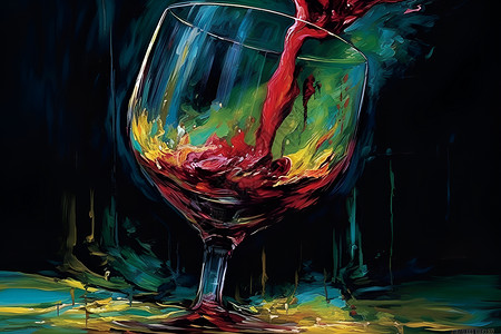 绘画的红酒艺术画背景图片