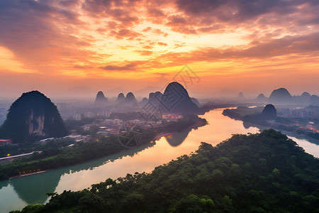 壮观的山水风景背景图片