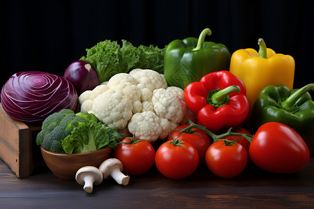 成熟的丰富蔬菜背景图片