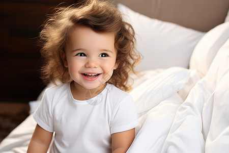 在床上快乐的婴儿背景图片