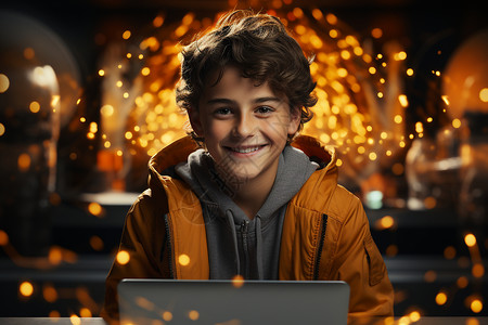 男孩玩电脑正在玩电脑的年轻男孩背景