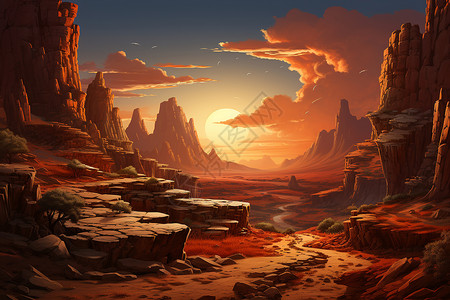 户外壮丽的沙漠戈壁背景图片