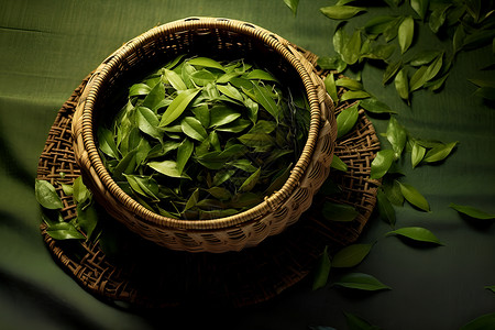 嫩绿茶叶背景图片