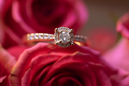 镶钻的戒指玫瑰金镶钻高清图片