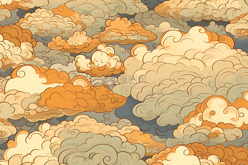 梦幻金色云朵图片