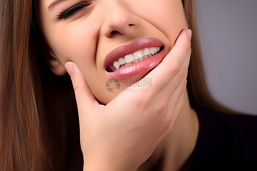牙疼的女子图片