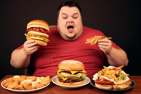吃汉堡的胖子背景图片