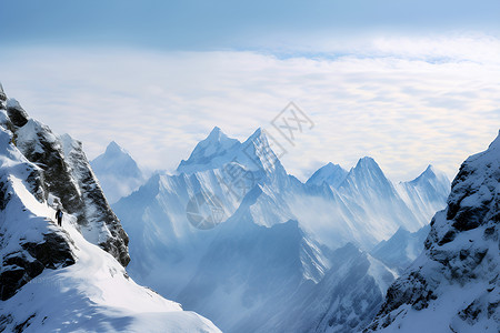 皑皑白雪白雪山峰背景