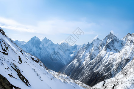 登雪峰山脉雪景背景