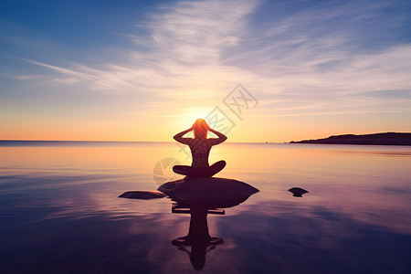 瑜伽海边海边的瑜伽背景