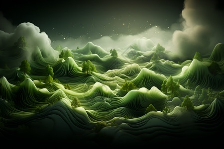 绿色山川与背景图片