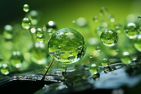 水滴的球形分子背景图片