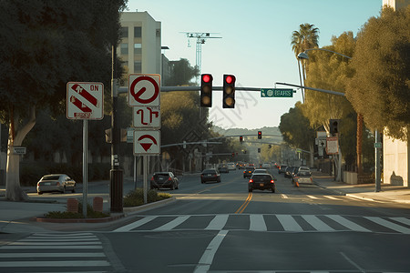 城市路口的红绿灯高清图片