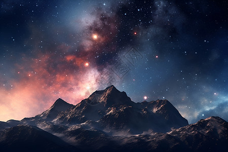 星空下的山脉背景图片