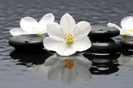 水面的白花背景图片