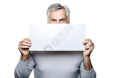 男子拿着一张白纸背景图片
