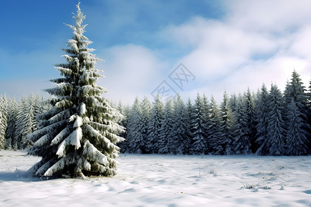 冰雪覆盖的松树背景图片