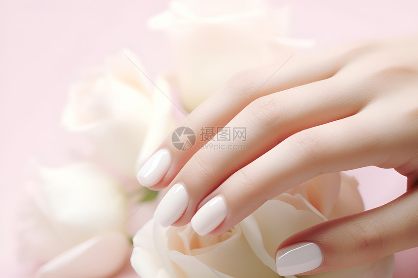 柔美的手和鲜花图片